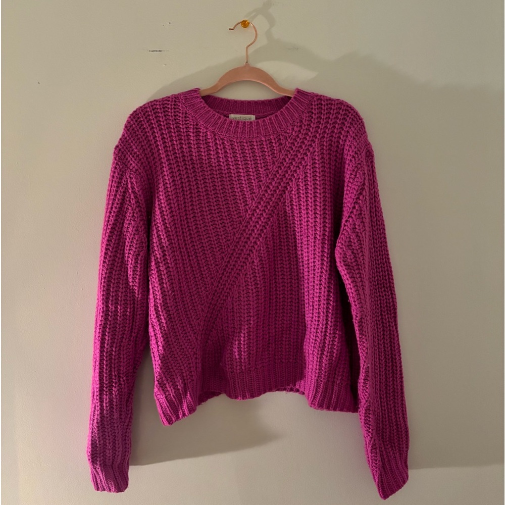 Vestique Fuchsia CableKnit Sweater